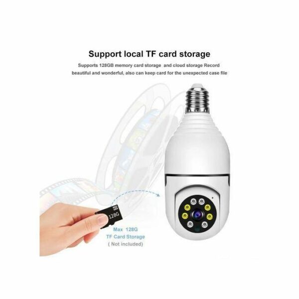 Panoramic Wireless IP Wifi Panoramic Security CCTV Bulb Camera 1080P E27PTZ Motion Auto Tracking Cam - White - Image 2